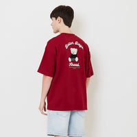 Men Embroidery Oversized Tee - Maroon - SM2507117C