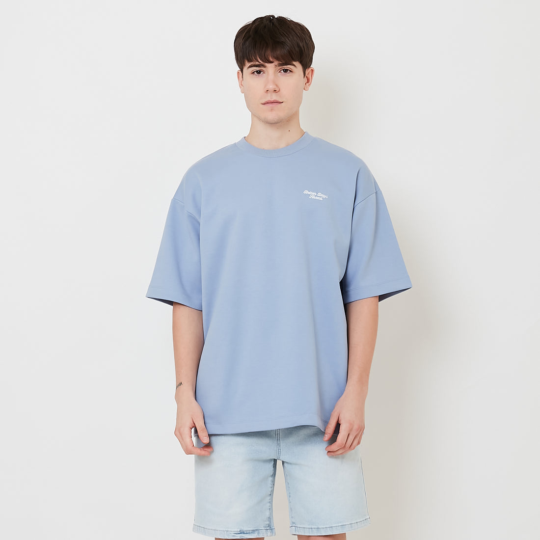 Men Embroidery Oversized Tee - Violet - SM2507117E