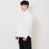 Men Oversized Neck-Tie Shirt - Off White - SM2508122A