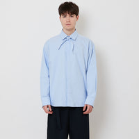 Men Oversized Neck-Tie Shirt - Blue - SM2508122B