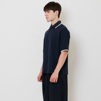 Men Oversized Polo Tee - Navy - SM2508123B