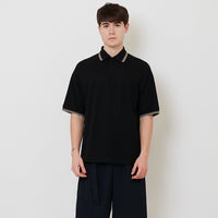 Men Oversized Polo Tee - Black - SM2508123C