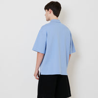 Men Printed Oversized Polo Tee - Violet - SM2508127B