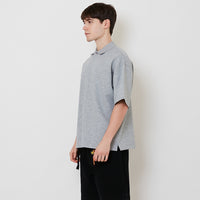 Men Printed Oversized Polo Tee - Melange Grey - SM2508127C