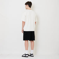 Men Relaxed Fit Worker Denim Shorts - Black - SM2508133B