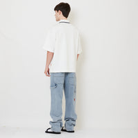 Men Straight Cut Worker Denim Long Pants - Light Blue - SM2508134A