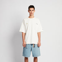 Men Embroidery Oversized Tee - Off White - SM2508137A