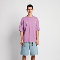 Men Embroidery Oversized Tee - Dark Purple - SM2508137C