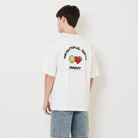 Men Embroidery Oversized Tee - Off White - SM2508138A