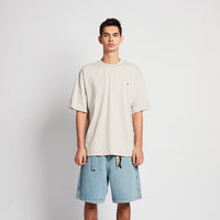 Men Embroidery Oversized Tee - Light Grey - SM2508138B