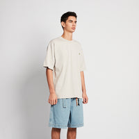 Men Embroidery Oversized Tee - Light Grey - SM2508138B