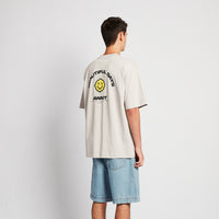Men Embroidery Oversized Tee - Light Grey - SM2508138B