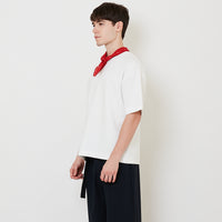 Men Oversized Neck-Tie Tee - Off White - SM2509143A