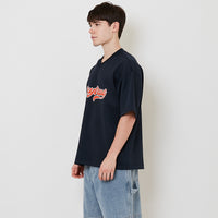 Men Embroidery Oversized Jersey Tee - Navy - SM2509146B