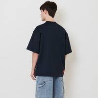 Men Embroidery Oversized Jersey Tee - Navy - SM2509146B