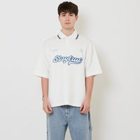 Men Embroidery Oversized Jersey Polo Tee - Off White - SM2509147A
