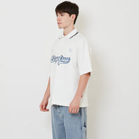 Men Embroidery Oversized Jersey Polo Tee - Off White - SM2509147A