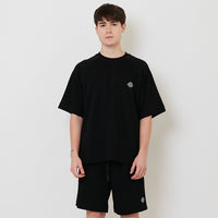 Men Oversized Pique Top - Black - SM2509153C