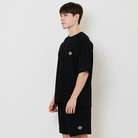 Men Oversized Pique Top - Black - SM2509153C