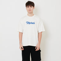 Men Embroidery Oversized Tee - Off White - SM2509155A