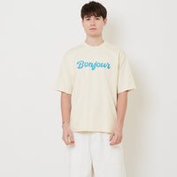 Men Embroidery Oversized Tee - Cream - SM2509155C
