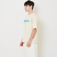 Men Embroidery Oversized Tee - Cream - SM2509155C