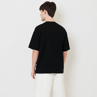 Men Embroidery Oversized Tee - Black - SM2509155E