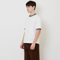 Men Stripe Ribbing Oversized Tee - Off White - SM2510162A