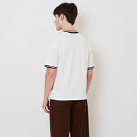 Men Stripe Ribbing Oversized Tee - Off White - SM2510162A