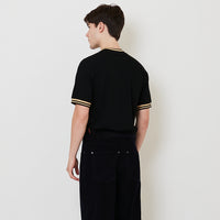 Men Stripe Ribbing Oversized Tee - Black - SM2510162B