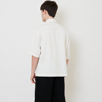 Men Oversized Cropped Denim Shirt - Off White - SM2510164A