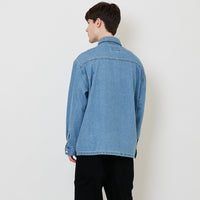 Men Oversized Denim Shirt - Light Blue - SM2510165A