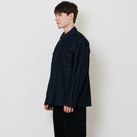 Men Oversized Denim Shirt - Dark Blue - SM2510165B