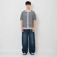 Men Barrel Leg Long Jeans - Dark Blue - SM2510167C