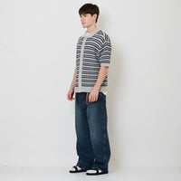 Men Barrel Leg Long Jeans - Dark Blue - SM2510167C