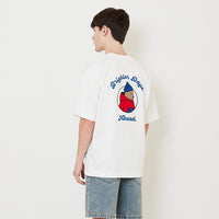 Men Embroidery Oversized Tee - Off White - SM2510171A