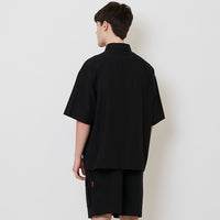 Men Oversized Ribstop Shirt - Black - SM2511179B