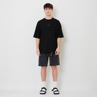 Men Slim Fit Denim Shorts - Black - SM2511183D