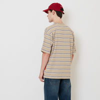 Men Oversized Stripe Tee - Light Khaki - SM2511186A
