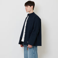 Men Oversized Nylon Tang Suit Shirt - Navy - SM2512195C