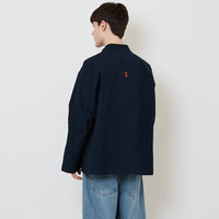 Men Oversized Nylon Tang Suit Shirt - Navy - SM2512195C