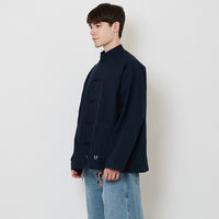 Men Oversized Nylon Tang Suit Shirt - Navy - SM2512195C
