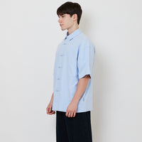 Men Oversized Oxford Tang Suit Shirt - Light Blue - SM2512198A