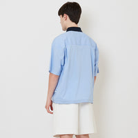 Men Oversized Polo Tee - Light Blue - SM2512199A