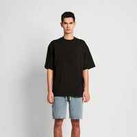 Men Embroidery Oversized Tee - Black - SM2512212D