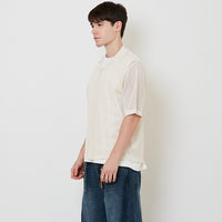 Men Oversized Polo Sweater - Cream - SM2512215A