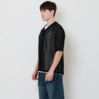 Men Oversized Polo Sweater - Black - SM2512215B