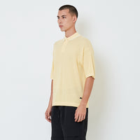 Men Oversized Polo Sweater - Light Yellow - SM2601004A