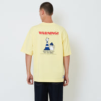Men Embroidery Oversized Tee - Light Yellow - SM2601012C