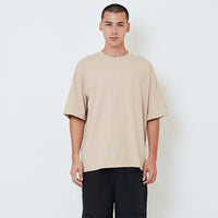 Men Embroidery Oversized Tee - Khaki - SM2601014B